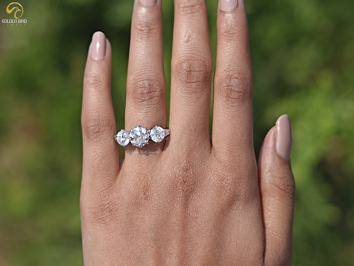 Youtube Video of Old European Round Cut Lab Diamond Five Stone Ring