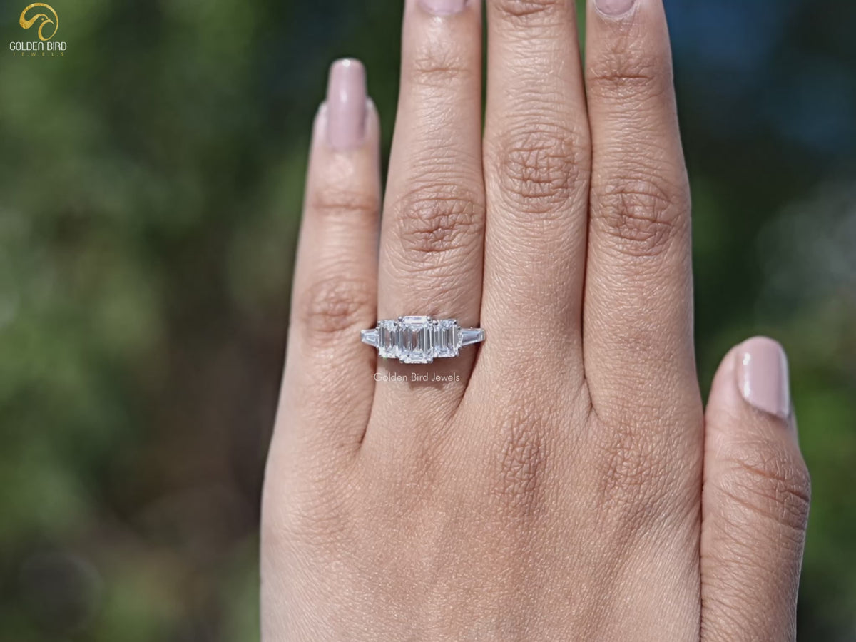 Youtube Video of Lab Diamond Emerald Cut Five Stone Ring