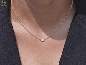 East West Baguette Lab Diamond Solitaire Pendant