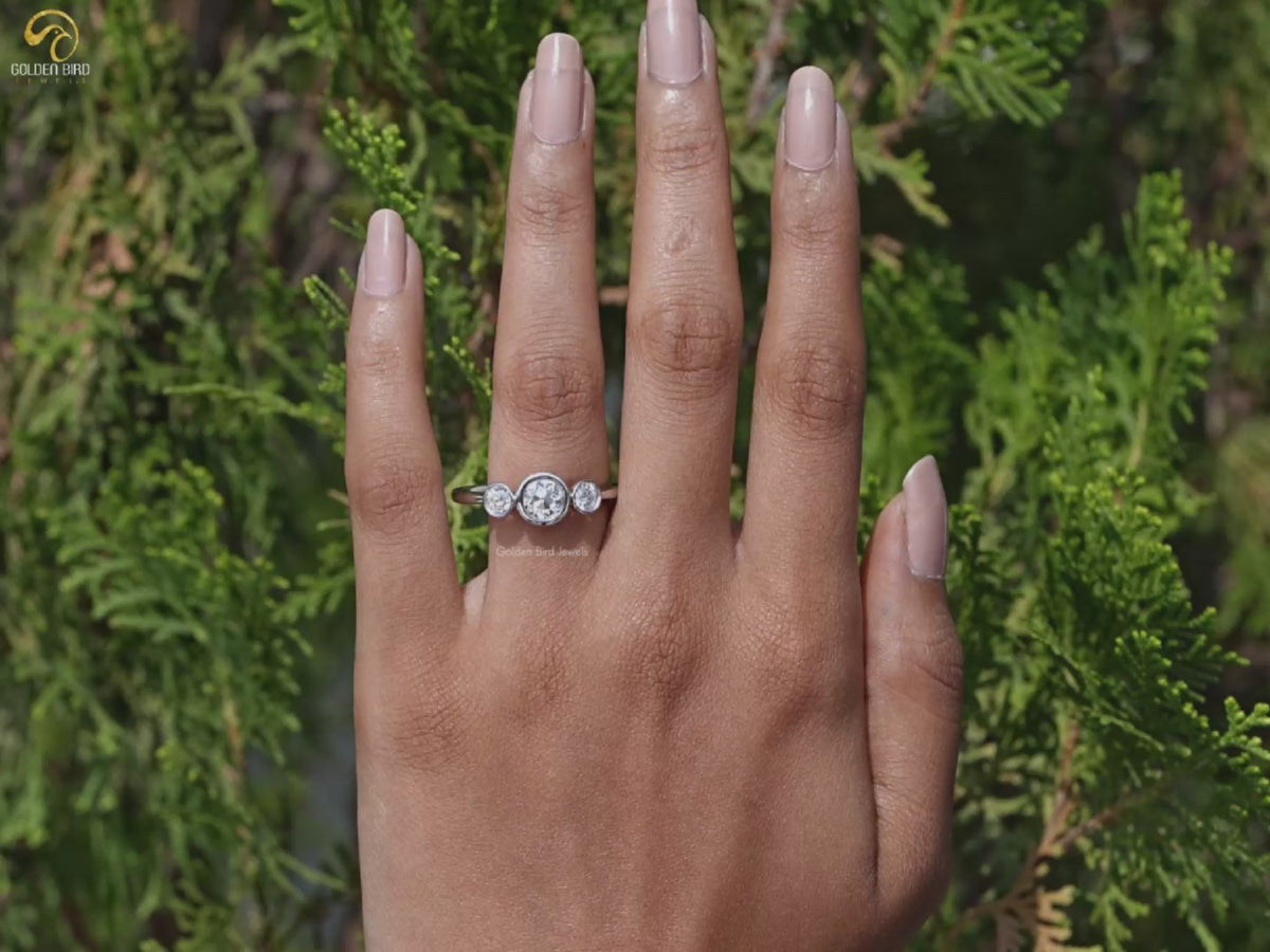 Youtube Video of Old European Round Lab Diamond Three Stone Ring