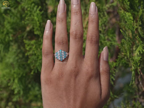 Youtube Video of Round Cut Paraiba Gemstone Cluster Engagement Ring