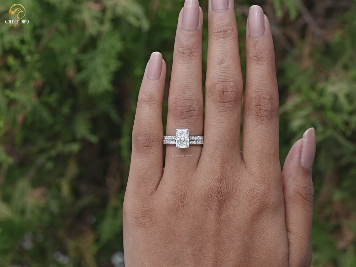 Youtube Video of Lab Diamond Radiant Cut Bridal Ring Set