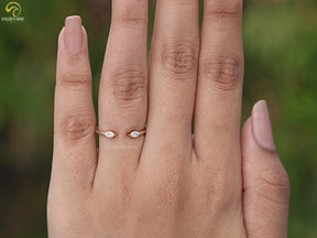 Youtube Video of Marquise Cut Lab Diamond Open Cuff Two Stone Ring