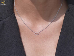 Round Cut Lab Grown Diamond Paper Clip Pendant