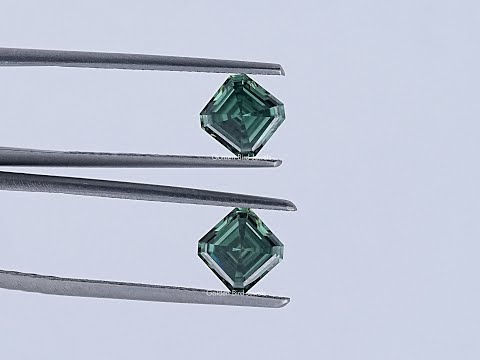 You tube Video Of Green Asscher Cut Moissanite Loose Pair