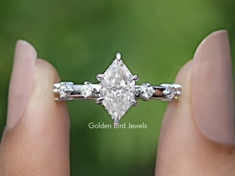 You tube Video of halo stone engagement ring with Dutch Marquise Cut Moissanite