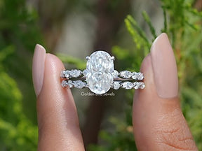 You tube Video Of Crushed ice Oval Cut moissanite Bridal Set ring
