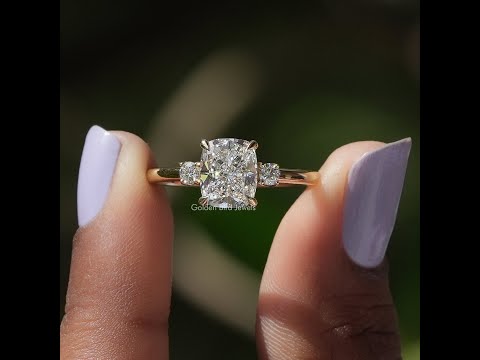YouTube Video Of Cushion Cut Lab Diamond Three Stone Ring