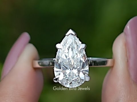 You tube Video of Pear Cut Halo Diamond Bridge Accent Wedding Ring	
