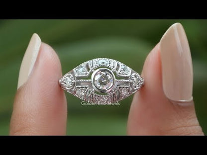 YouTube Video Of Old European Round Cut Moissanite Vintage Ring