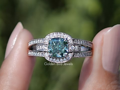 You tube Video of halo stone engagement ring with white diamond 