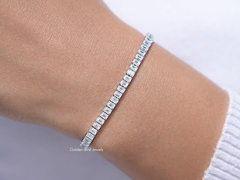 You tube Video of Emerald Cut Lab Diamond Tennis Bracelet