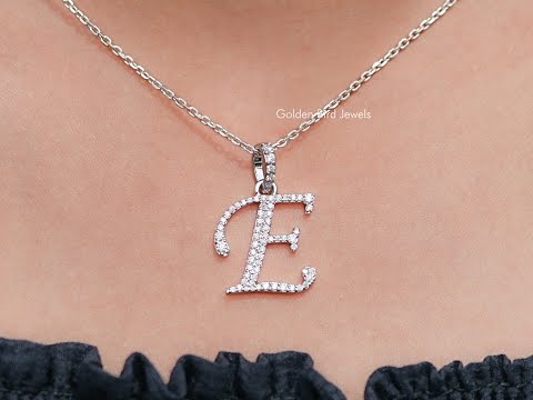 You tube Video Of Round Cut Moissanite E Letter Pendant
