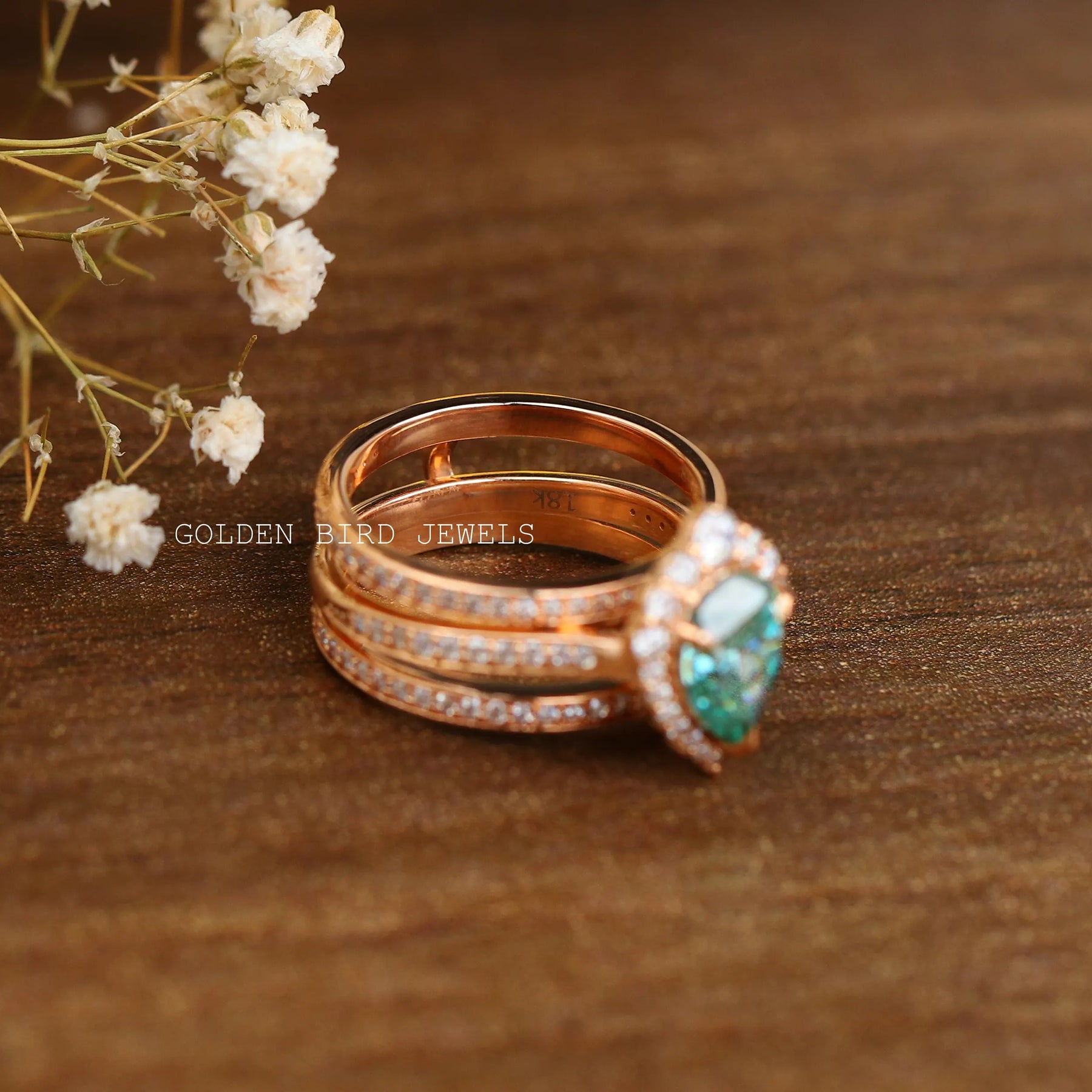 Set of 3  wedding moissanite ring crafted in a secure setting 