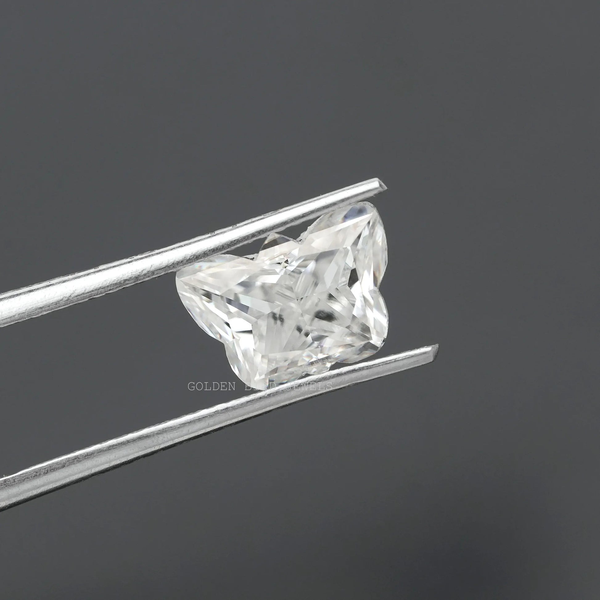 Front view of the twijer of Butterfly Cut Moissanite Loose Stone In White