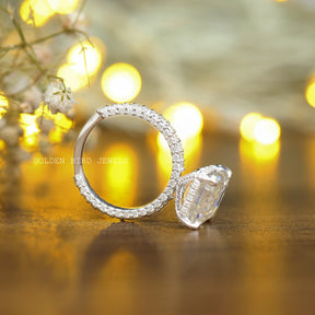 Emerald Cut Moissanite Solitaire Engagement Ring In White Gold