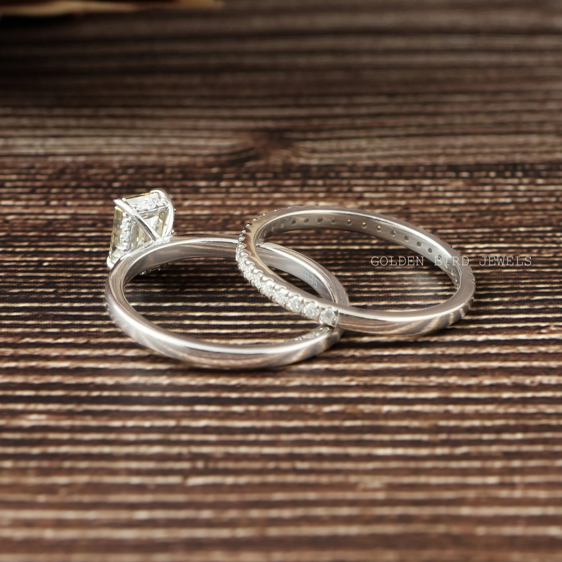View of Emerald Cut Engagement Ring  Set In White Gold