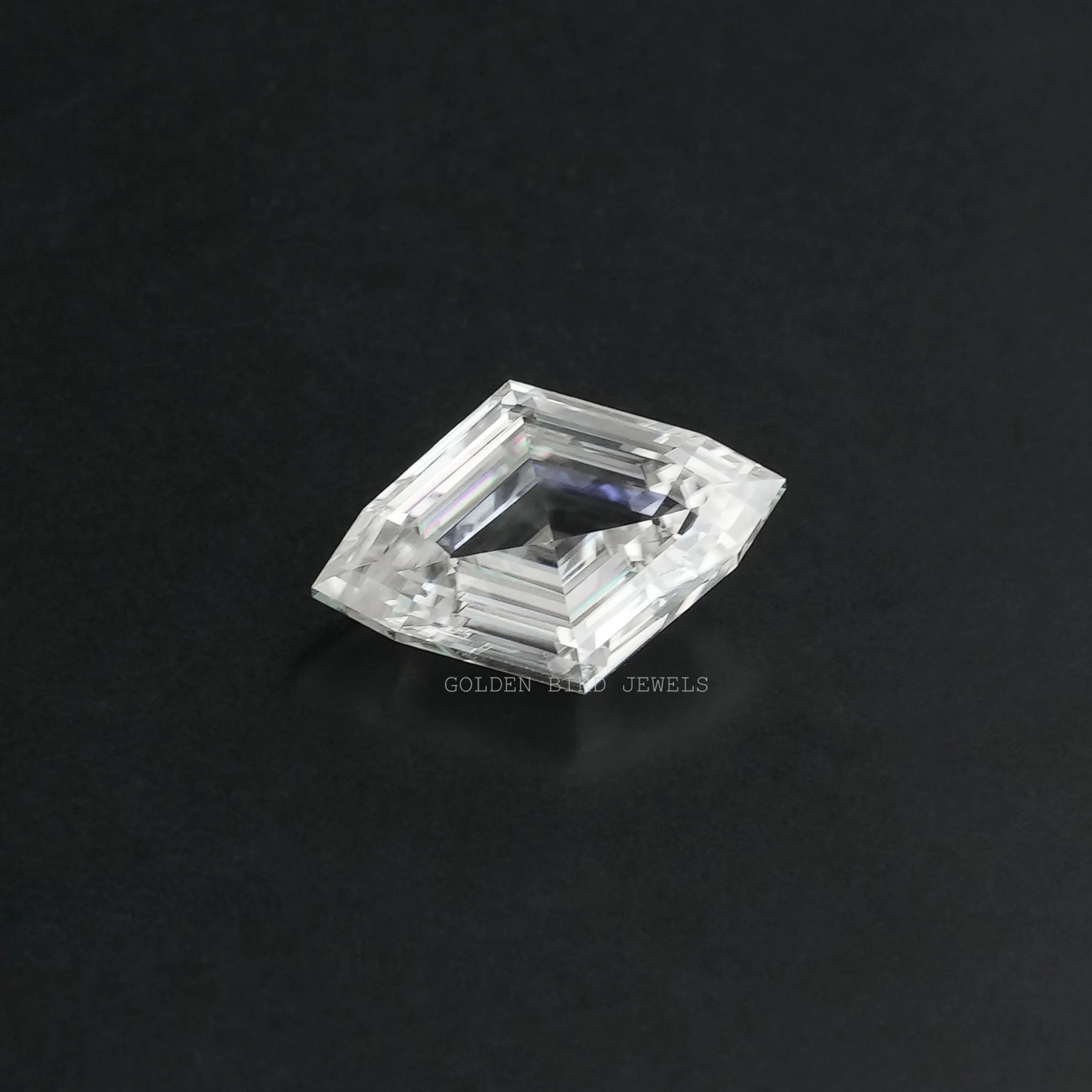 Close-Up View of Marquise Shaped Loose Moissanite  In White  