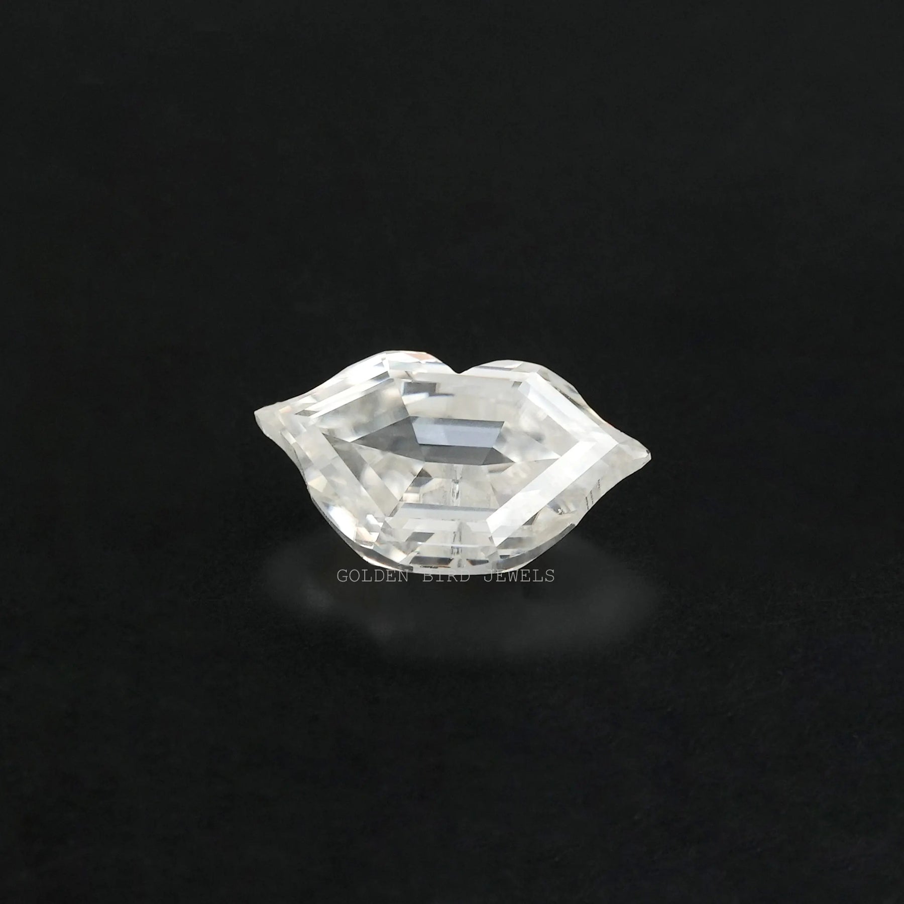 View of Antique Lips Cut Moissanite In White